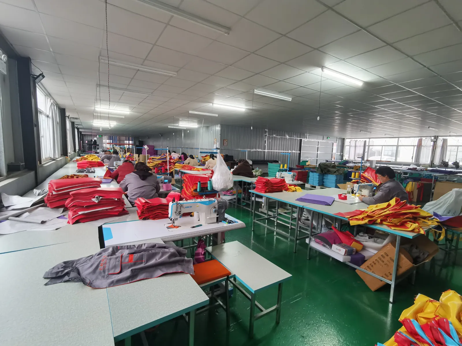 Sewing workshop where soft play and training product covers are cut and stitched